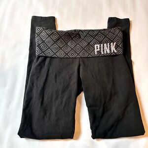 PINK Victoria's Secret XS Yoga Fold Over Black Skinny Leggings